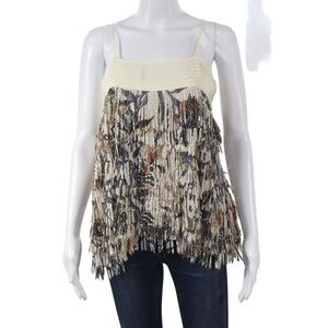 Flannel Women Viscose Floral Bohemian Camisole Sleeveless Drawstring Size M